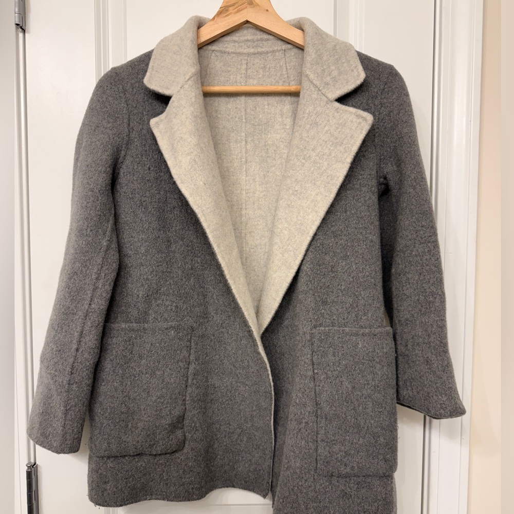 Theory Two-Tone Gray silena wool & cashemere blend coat